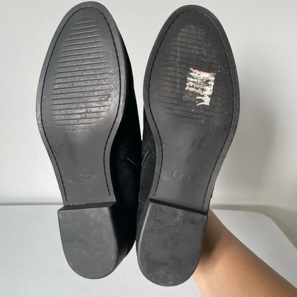 UGG Kelsea Ankle Booties Boots Shoes Black Leather Suede Buckle Women's Size 8.5